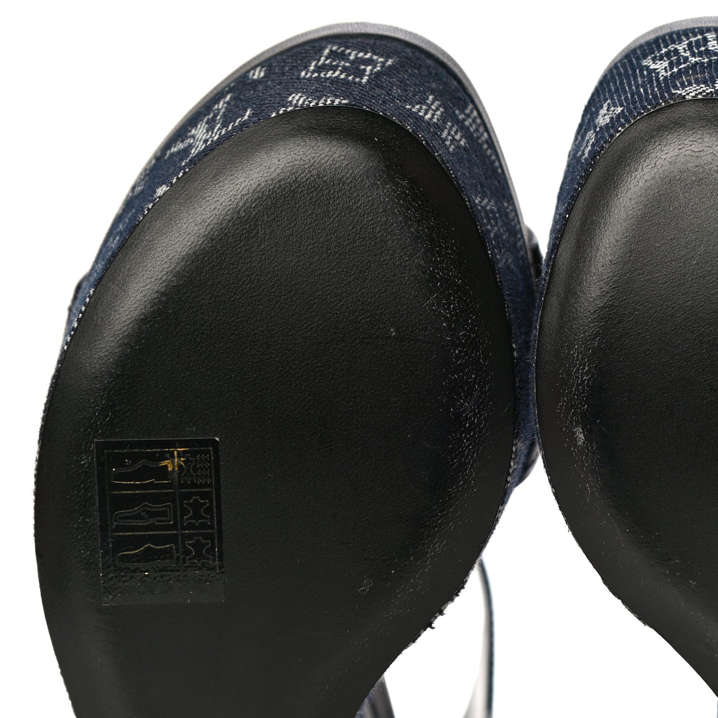 Calfskin Monogram Denim Waterfall Wedge Sandals 38 Blue