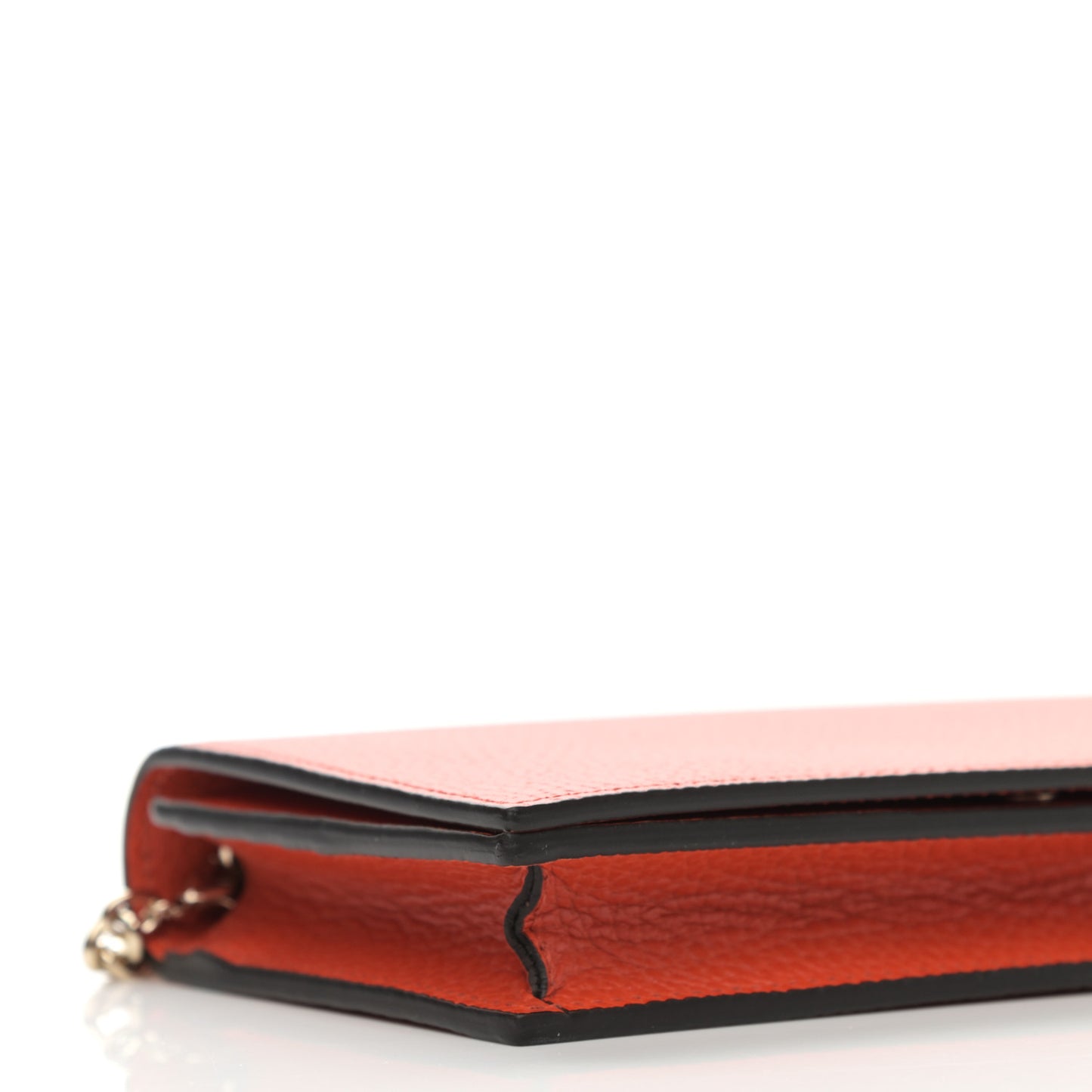 Dollar Calfskin Medium Betty Chain Wallet Sun Orange