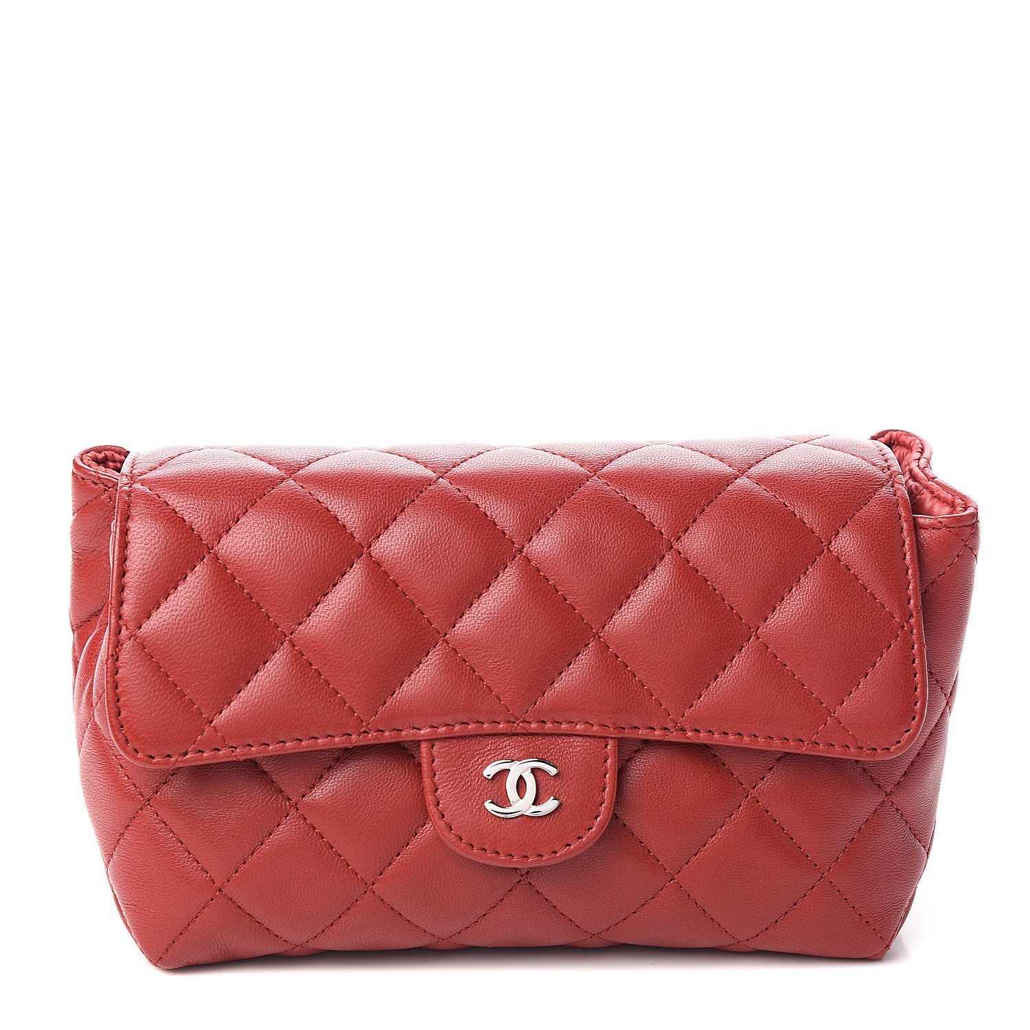 Chanel Lambskin Quilted Flap Cosmetic Case Red 1 of 6