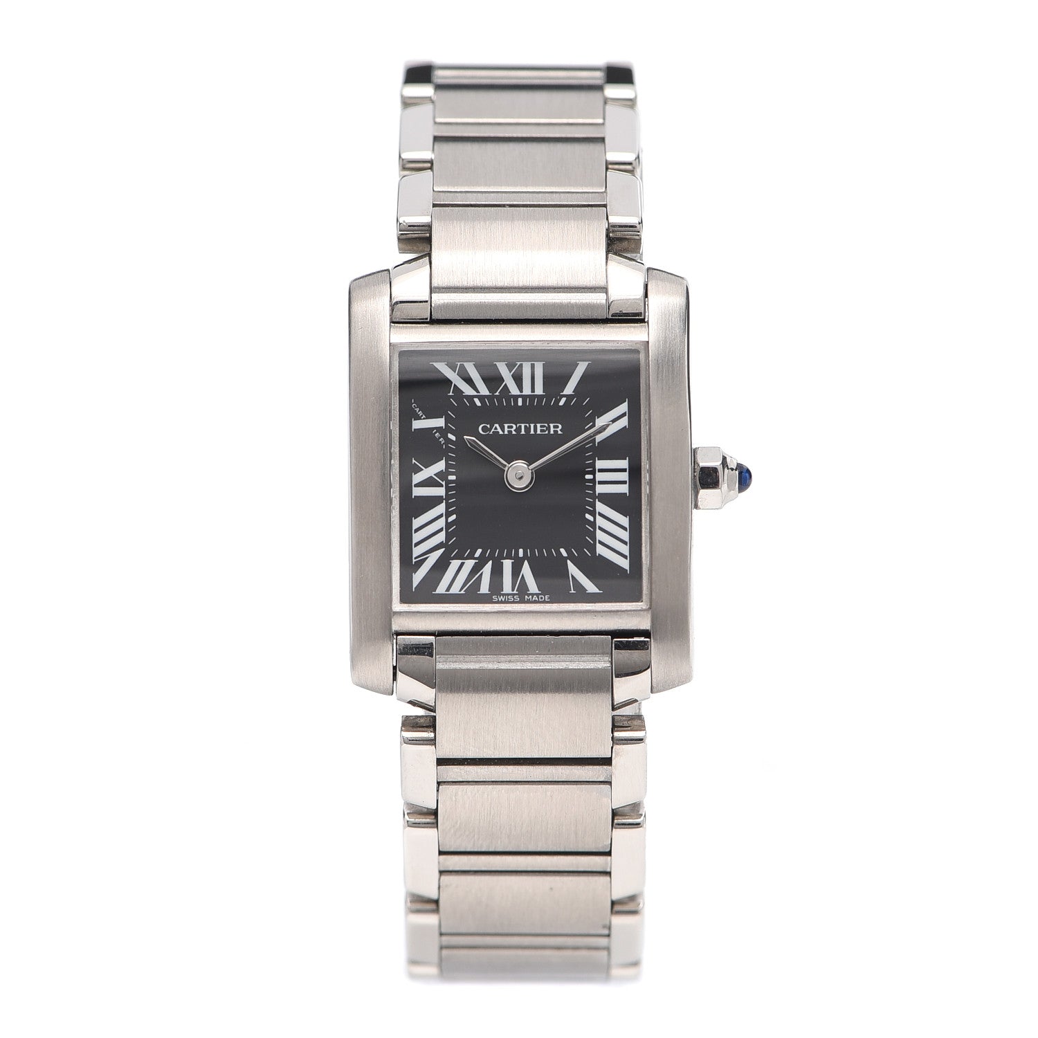Cartier Stainless Steel 20mm Tank Francaise Quartz Watch Black 1 of 5
