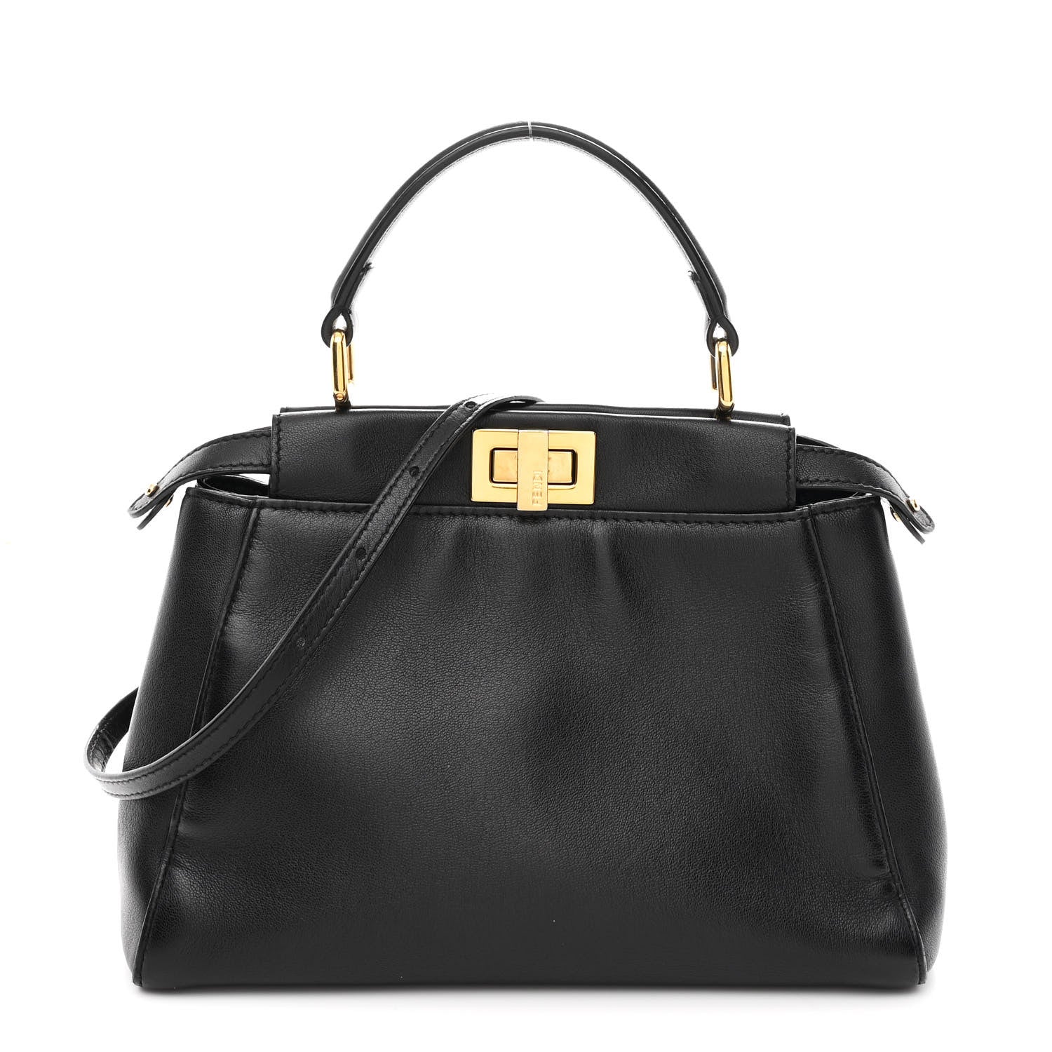 Fendi Nappa Mini Peekaboo Iconic Satchel Black 1 of 11