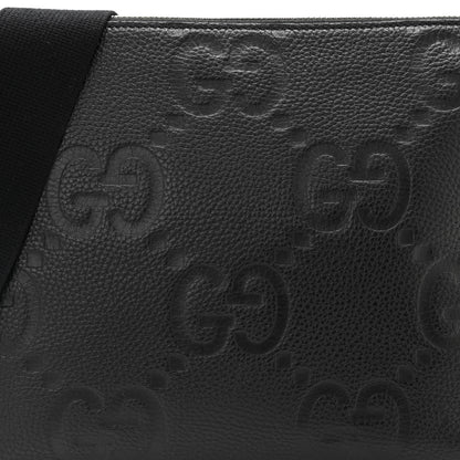 Gucci Piuma Calfskin Jumbo GG Embossed Medium Wristlet Messenger Bag Black 8 of 10