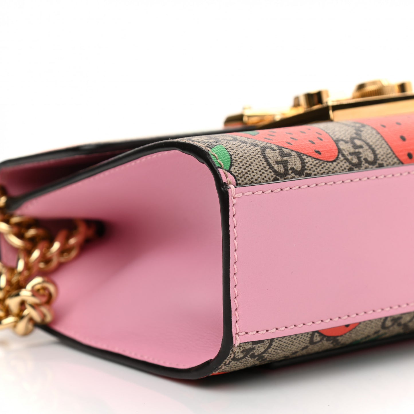 GG Supreme Monogram Strawberry Small Padlock Shoulder Bag