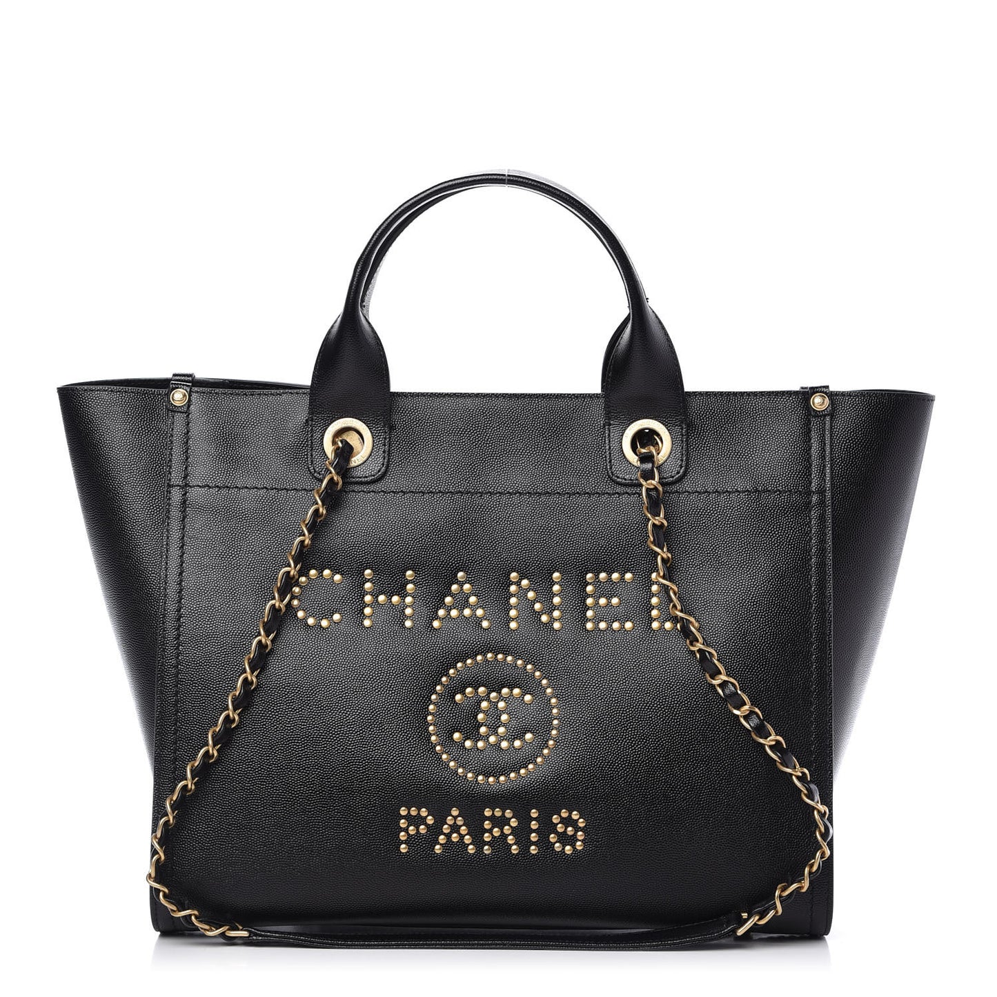 Caviar Small Studded Deauville Tote Black