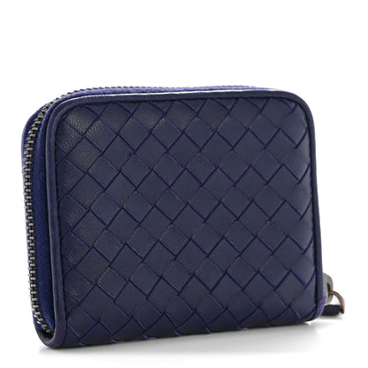 Bottega Veneta Nappa Intrecciato Zip Around Compact Wallet Blue 3 of 10