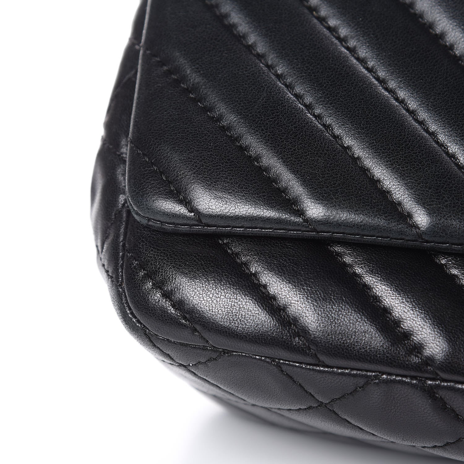 Chanel Lambskin Surpique Chevron Medium Single Flap Black 12 of 13
