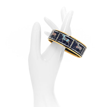 Hermes Enamel Printed Wide Horse Riding Motif Bracelet 70 2 of 5