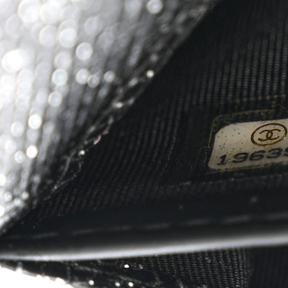 Chanel Glittered Calfskin Quilted Large Gusset Flap Wallet Dark Grey 8 of 8