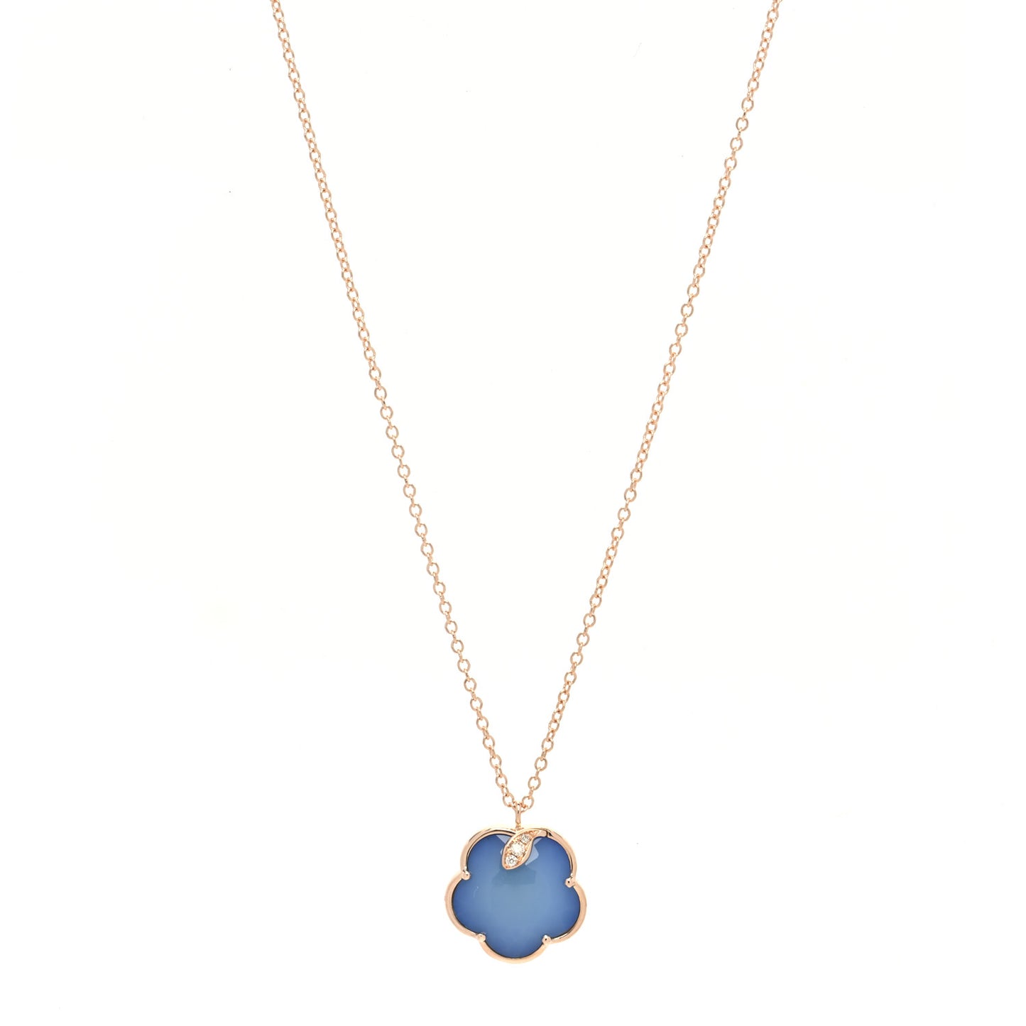 18K Rose Gold Diamond Lapis White Agate Doublet Necklace