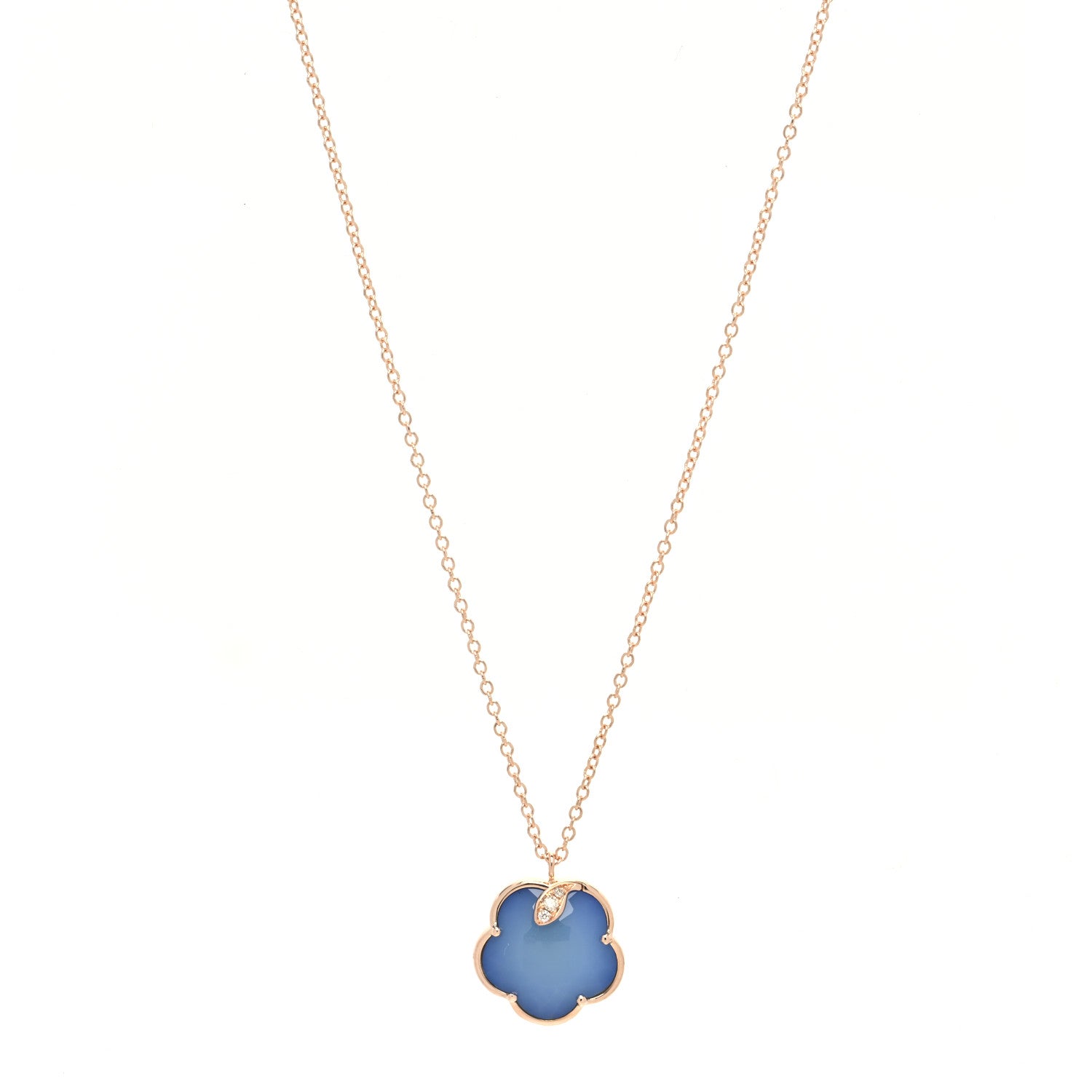 Pasquale Bruni 18K Rose Gold Diamond Lapis White Agate Doublet Necklace 1 of 5