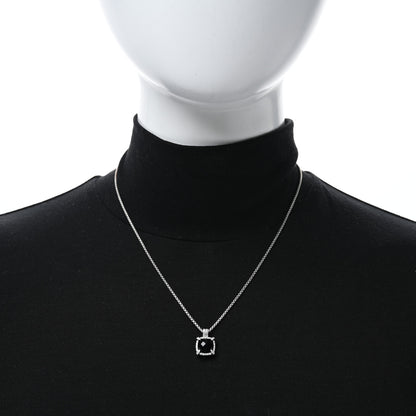 David Yurman Sterling Silver Diamond Black Onyx 9mm Chatelaine Pave Bezel Pendant Necklace 2 of 4