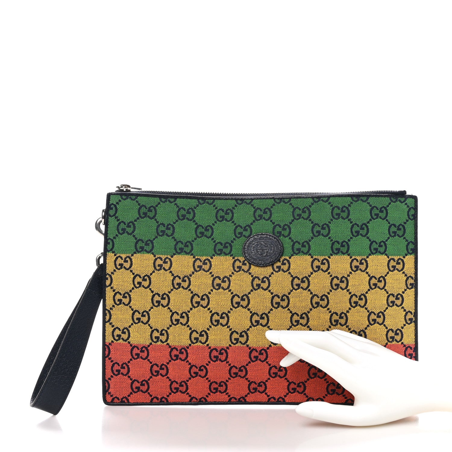 Gucci Monogram Multicolor Retro Interlocking G Wristlet Pouch Blue Rainbow Light Blue 2 of 8