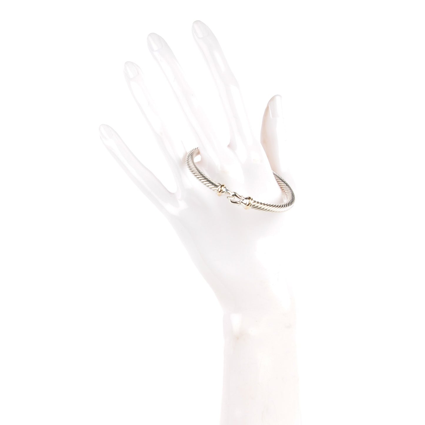 Sterling Silver 18K Yellow Gold 5mm Cable Classic Buckle Bracelet