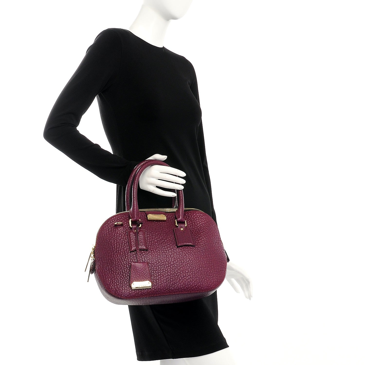 Burberry Heritage Grain Small Orchard Bowling Bag Damson Magenta 3 of 9