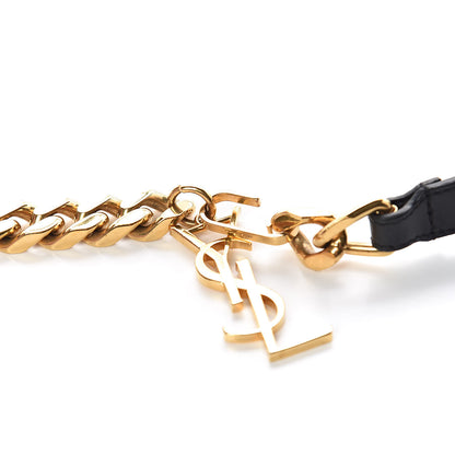 Saint Laurent Calfskin Monogram Chain Belt Black 6 of 6