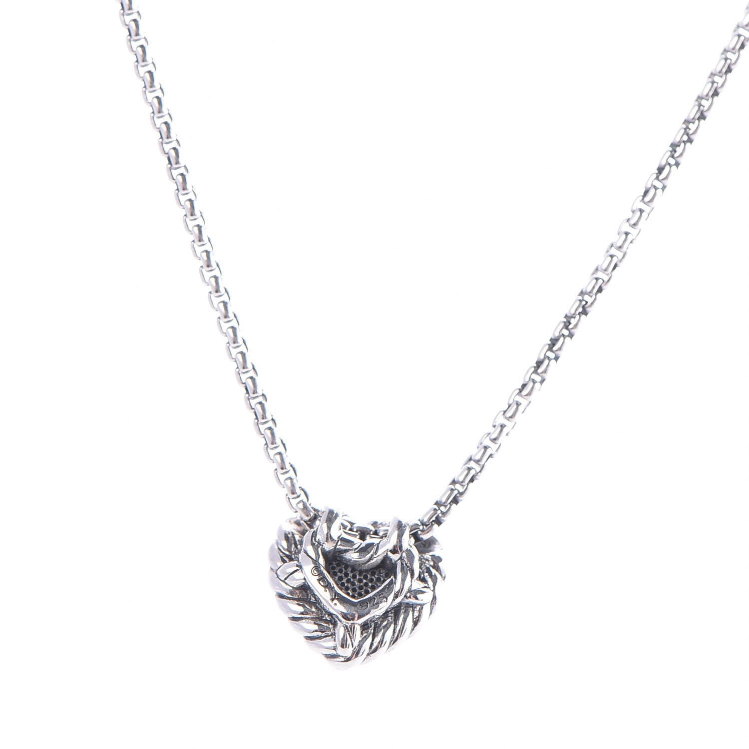 David Yurman Sterling Silver Diamond Petite Pave Heart Necklace 5 of 7