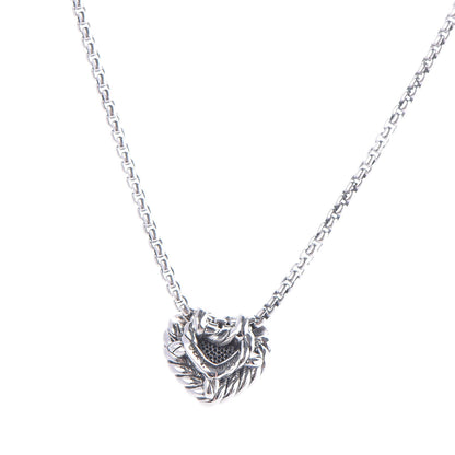 David Yurman Sterling Silver Diamond Petite Pave Heart Necklace 5 of 7