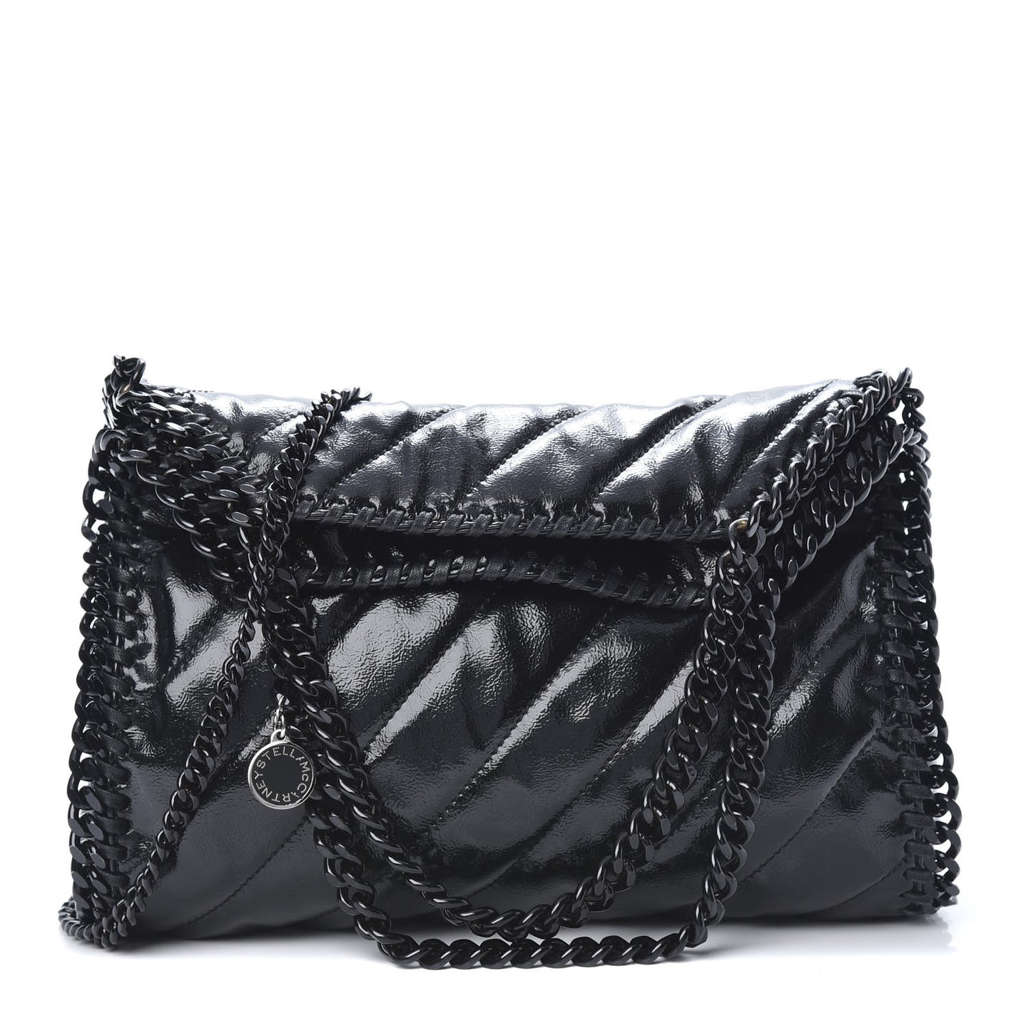 Patent Eco Alter Nappa Quilted Mini Falabella Fold Over Tote Black