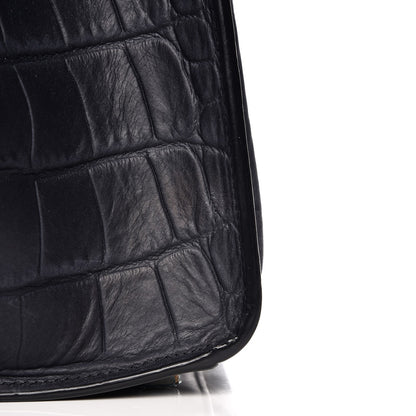 Celine Crocodile Embossed Nubuck Medium Phantom Luggage Navy Blue 9 of 15
