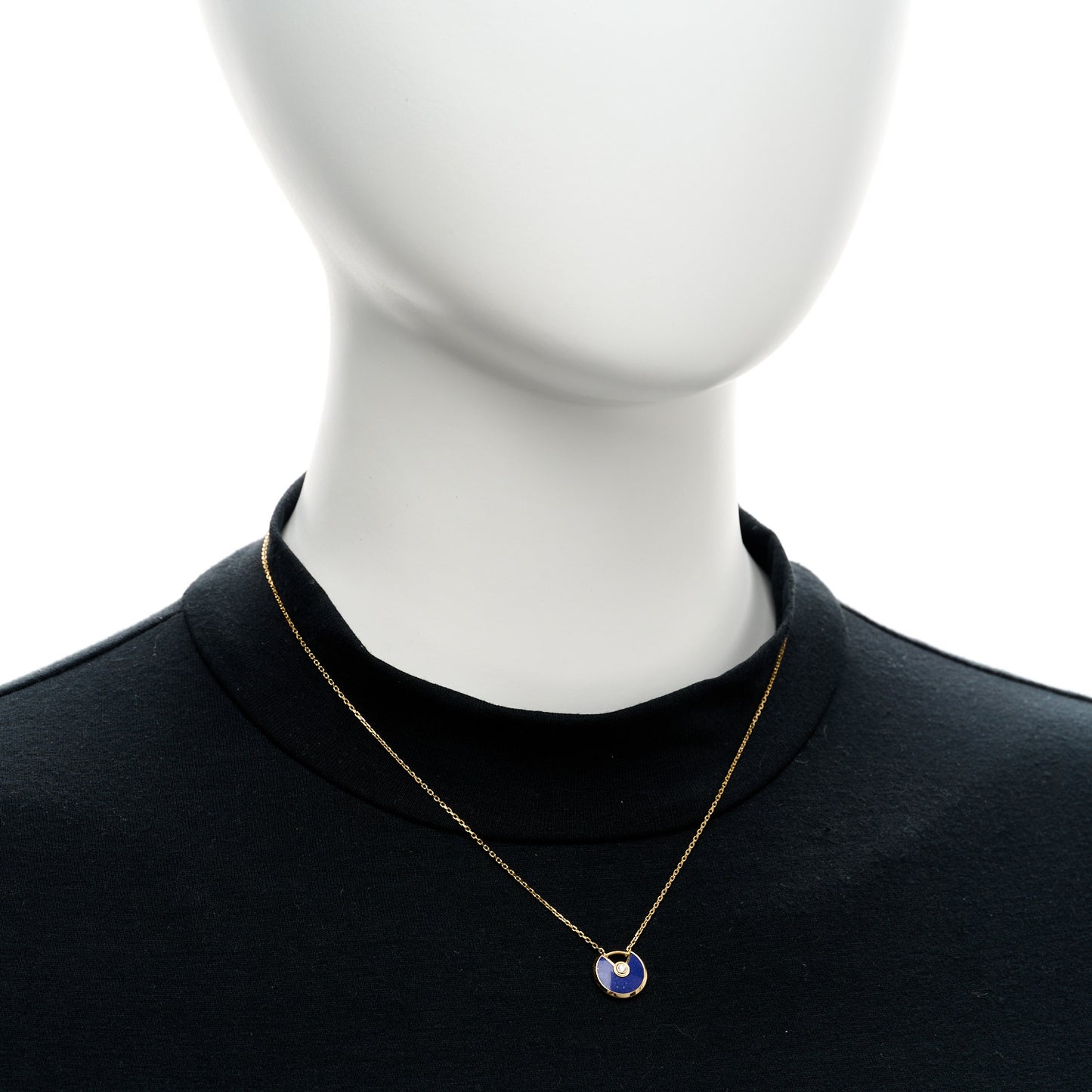 18K Yellow Gold Diamond Lapis Lazuli XS Amulette de Cartier Pendant Necklace