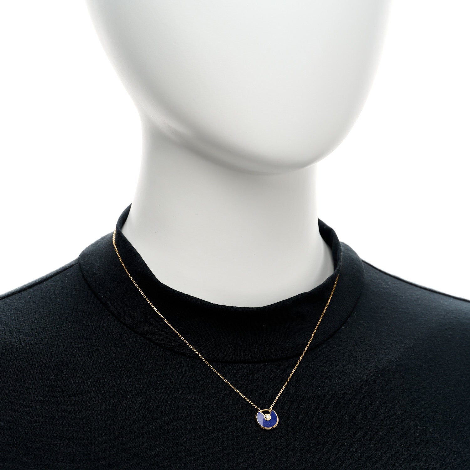 Cartier 18K Yellow Gold Diamond Lapis Lazuli XS Amulette de Cartier Pendant Necklace 2 of 4