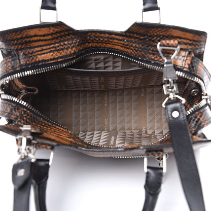 Proenza Schouler Striped Snake Calfskin Embossed Small PS13 Satchel Orange Black 5 of 10