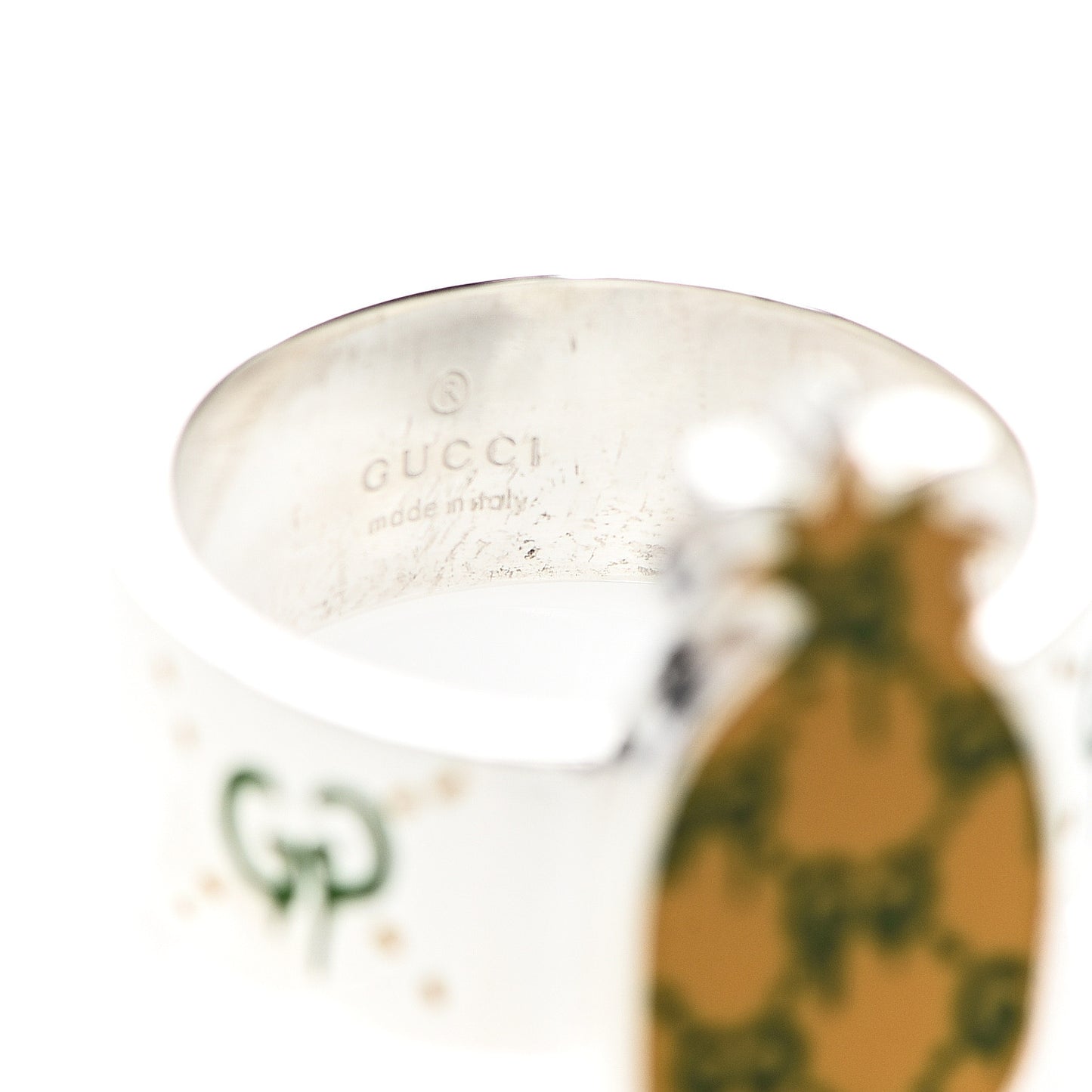 Sterling Silver Enamel GucciGhost Pineapple Ring 63 10.25