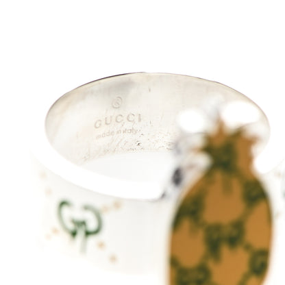 Gucci Sterling Silver Enamel GucciGhost Pineapple Ring 63 10.25 4 of 5