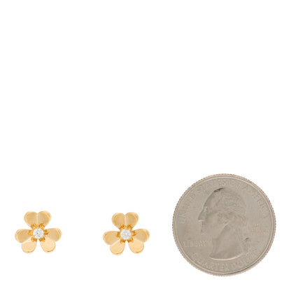 Van Cleef & Arpels 18K Yellow Gold Diamond Mini Frivole Earrings 2 of 4