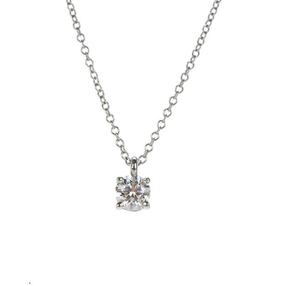 Tiffany Platinum Diamond .27ct Solitaire Pendant Necklace 3 of 6