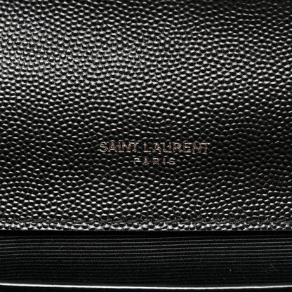 Saint Laurent Grain De Poudre Textured Mixed Matelasse Triquilt Medium Monogram Monochrome Satchel Black 6 of 11