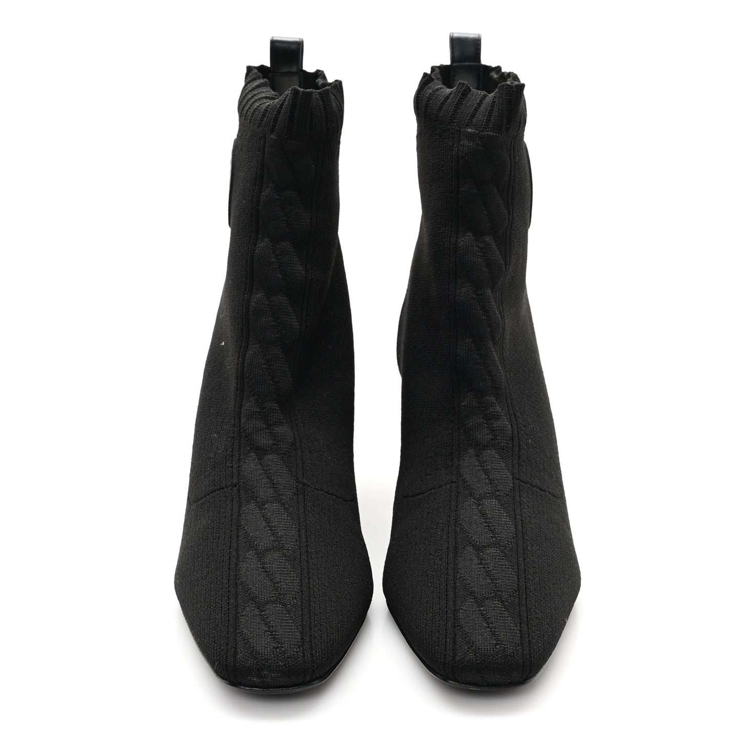 Knit Calfskin Jenna 60 Ankle Boots 38.5 Black