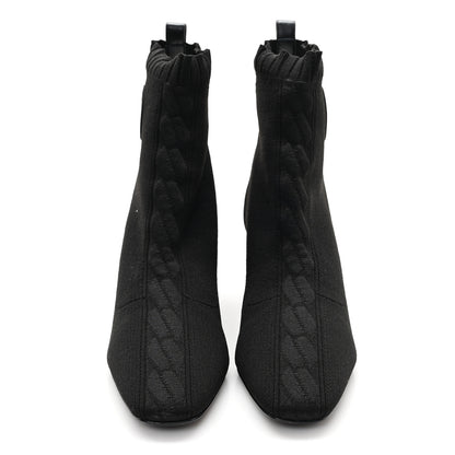 Hermes Knit Calfskin Jenna 60 Ankle Boots 38.5 Black 3 of 8