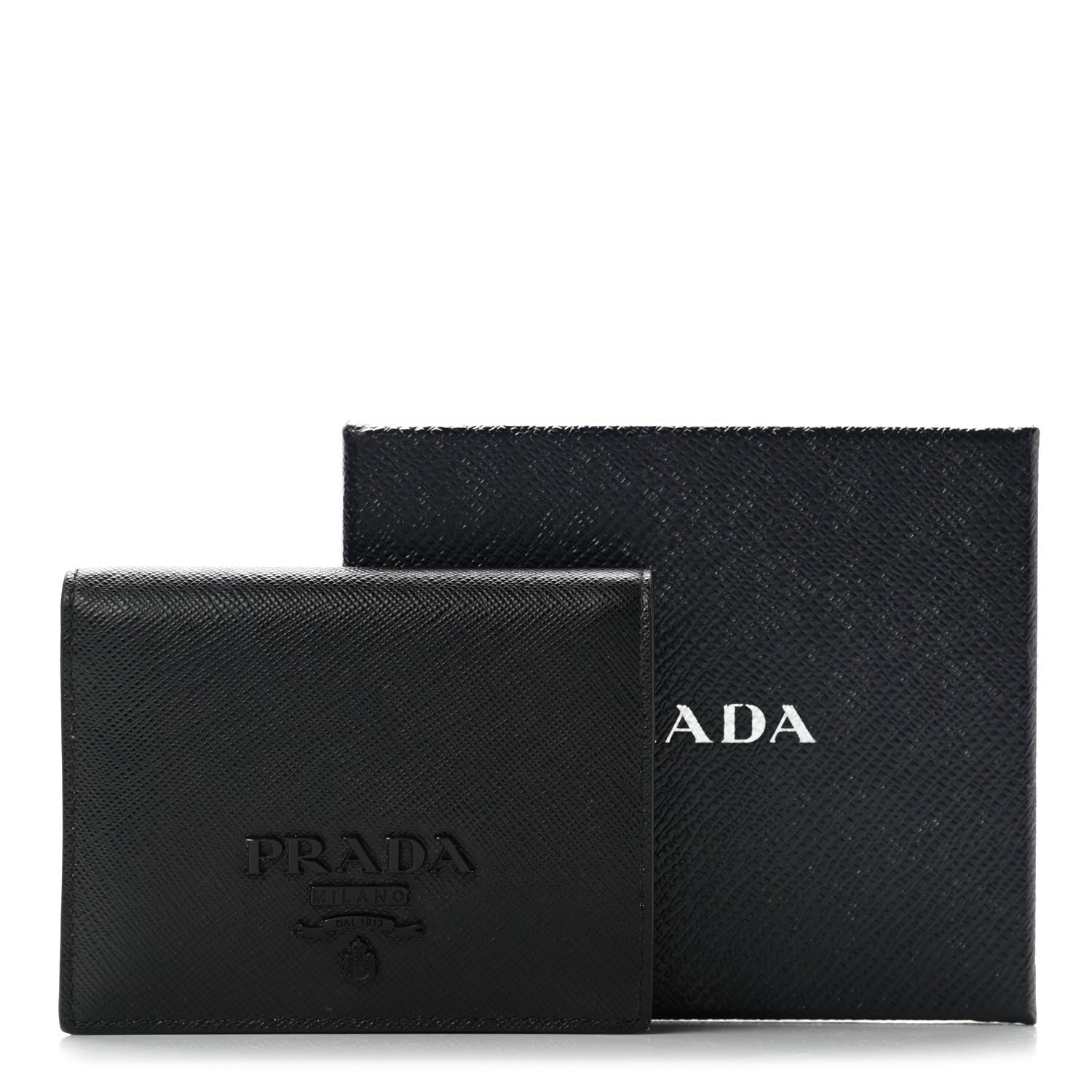 Prada Saffiano Shine Bi-Fold Wallet Black 8 of 9