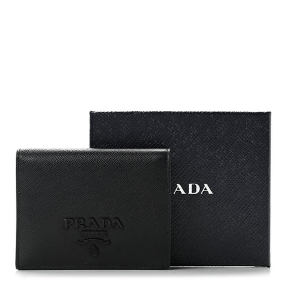 Prada Saffiano Shine Bi-Fold Wallet Black 8 of 9