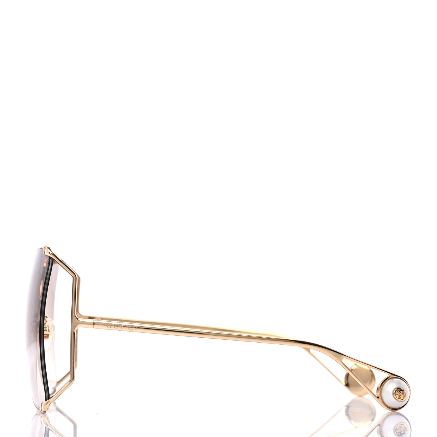 Gucci Oversized Round Sunglasses GG0252S Gold Brown 3 of 8
