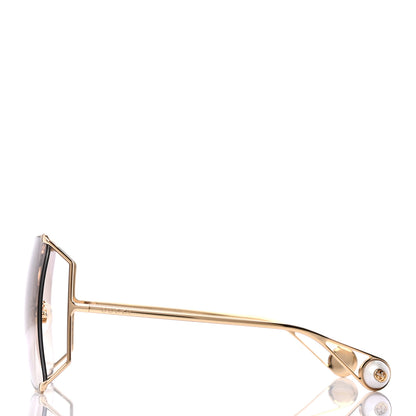 Gucci Oversized Round Sunglasses GG0252S Gold Brown 3 of 8