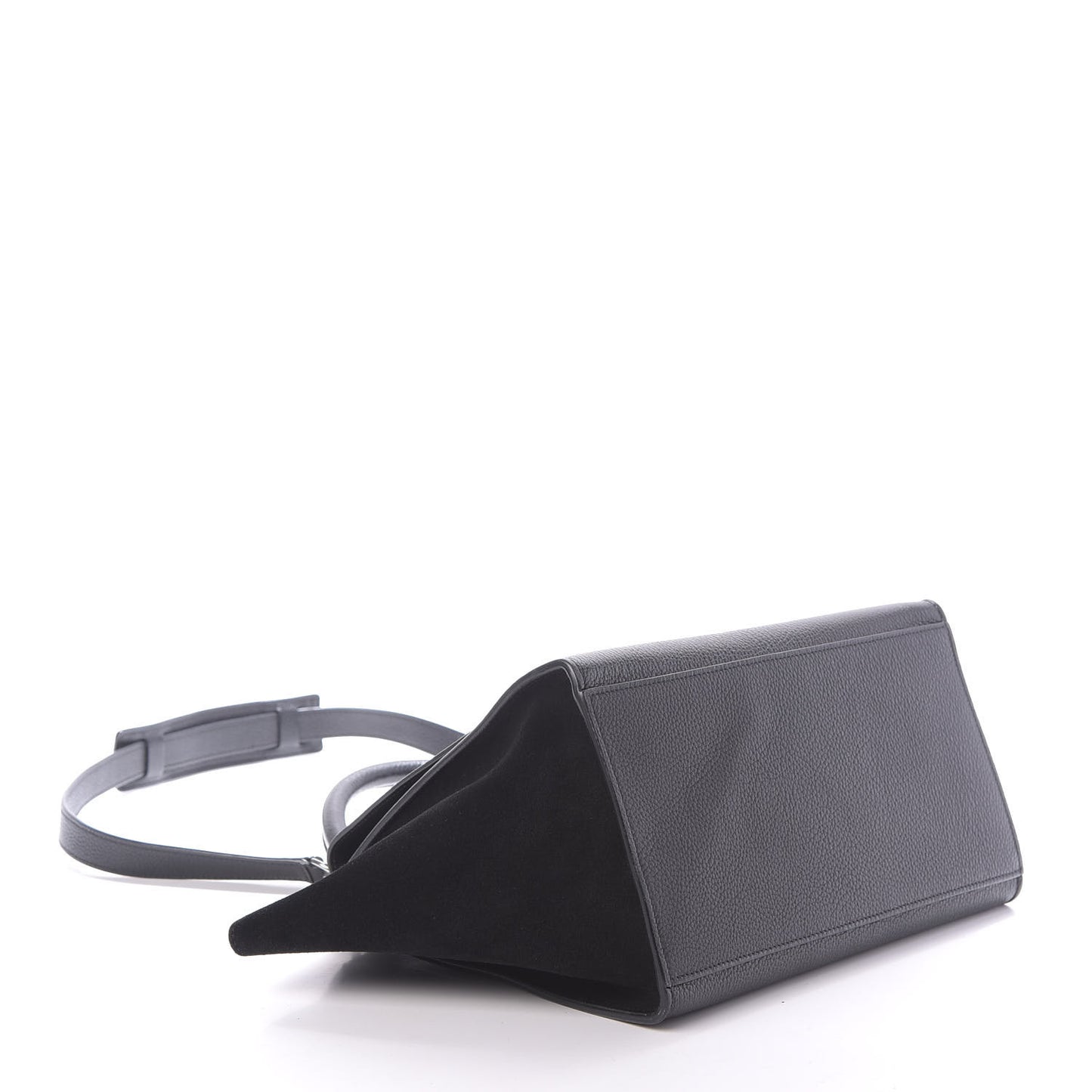 Drummed Calfskin Suede Small Trapeze Black