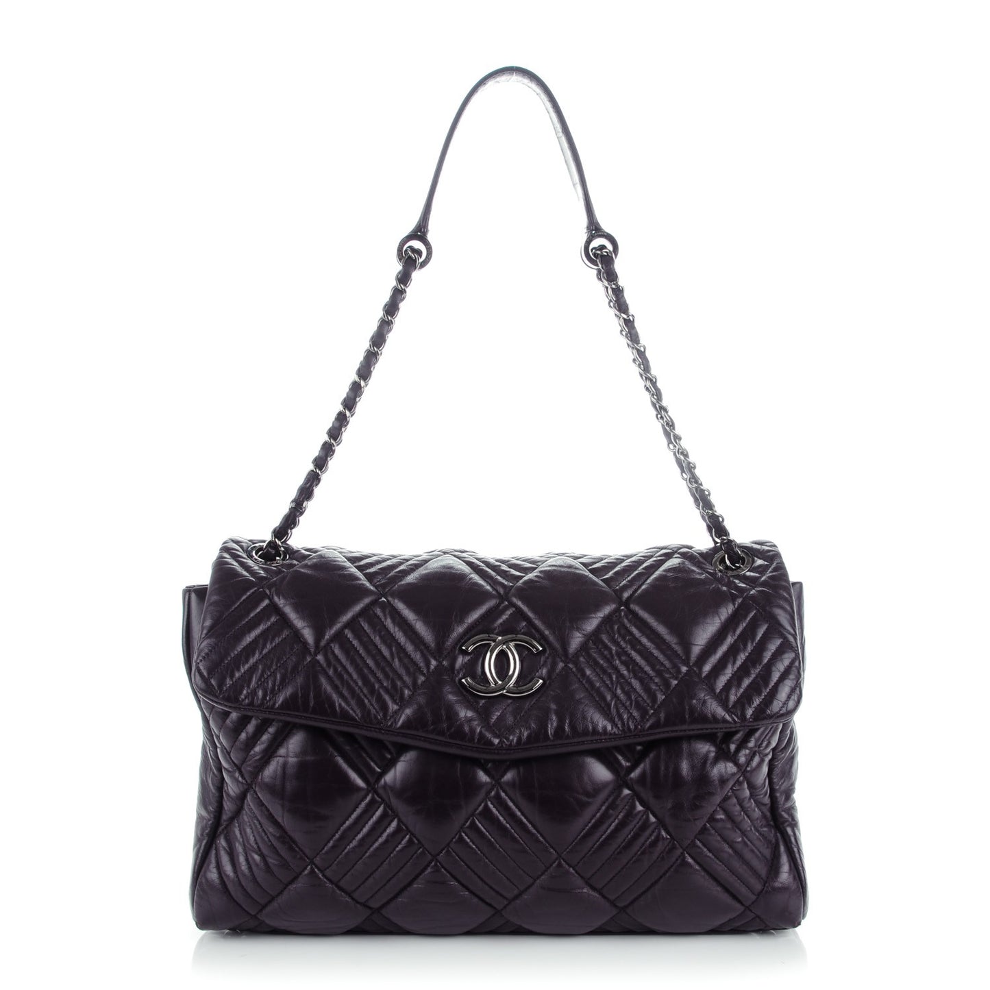 Lambskin In and Out Maxi Flap Purple