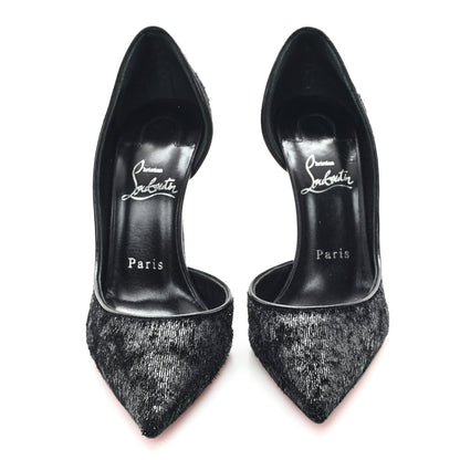 Christian Louboutin Velvet Papillon Iriza 100 Pumps 37.5 Black 3 of 9