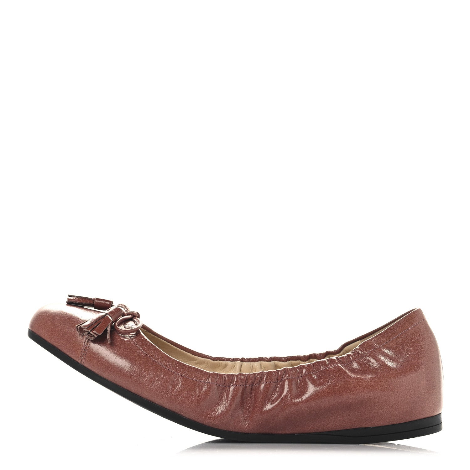 Prada Vitello Shine Ballet Bow Flats 36 Antico 1 of 10