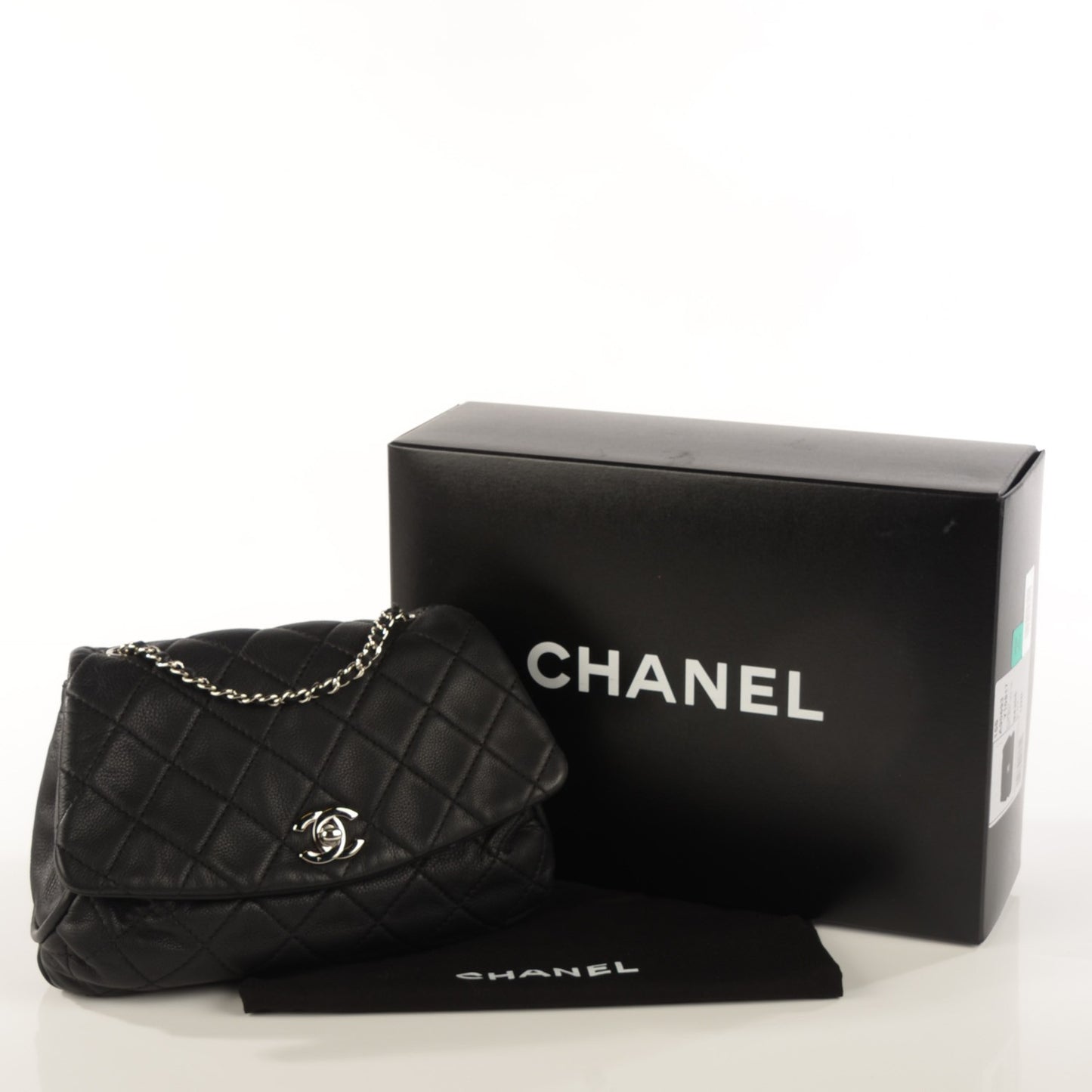 Calfskin Quilted CC Curvy Flap Black