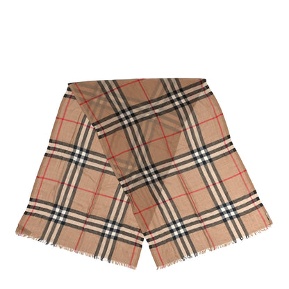 Burberry Wool Silk Gauze Giant Check Lightweight Scarf Camel 2 of 5