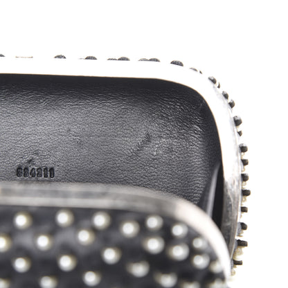 Alexander McQueen Pearl Embellished Calfskin Skull Box Clutch Black 7 of 9
