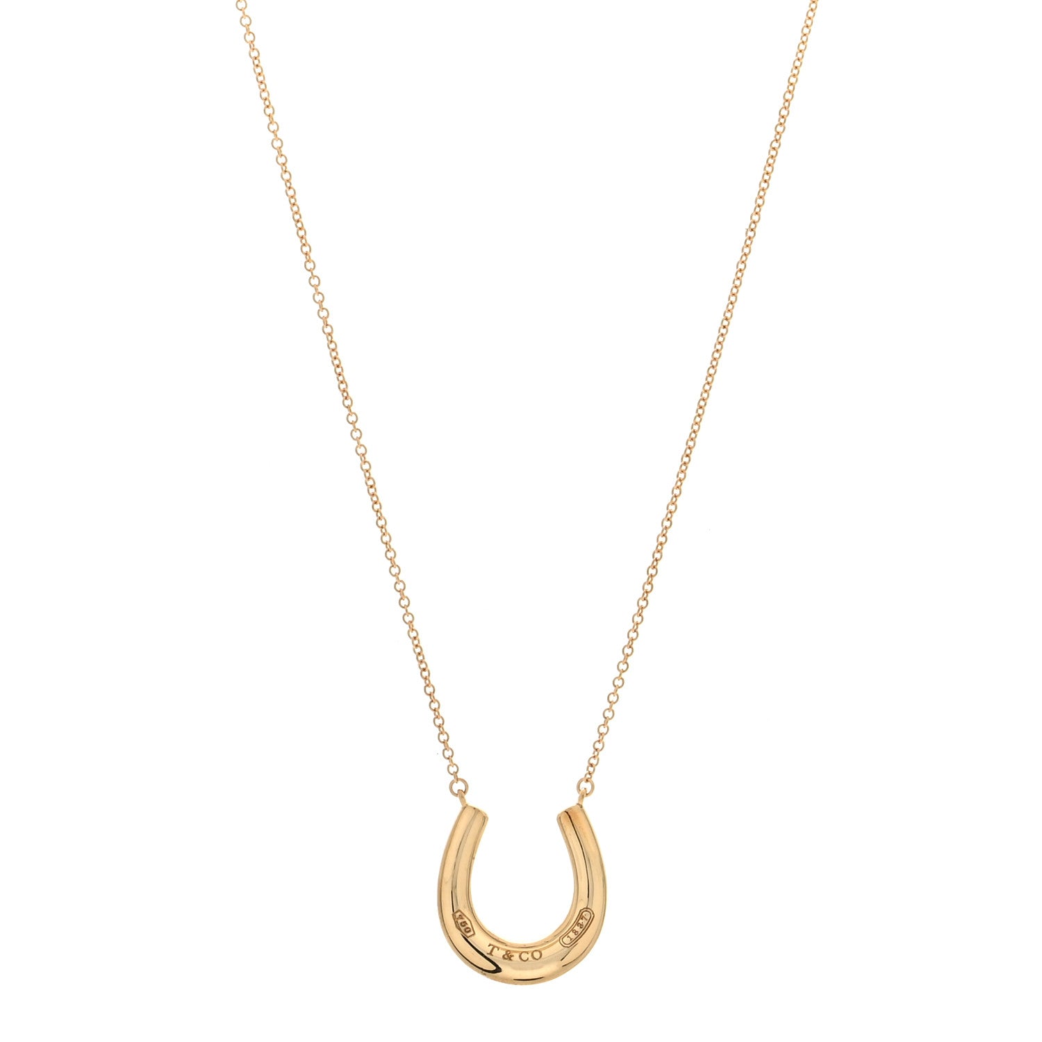 Tiffany 18K Yellow Gold 1837 Horseshoe Pendant Necklace 1 of 5