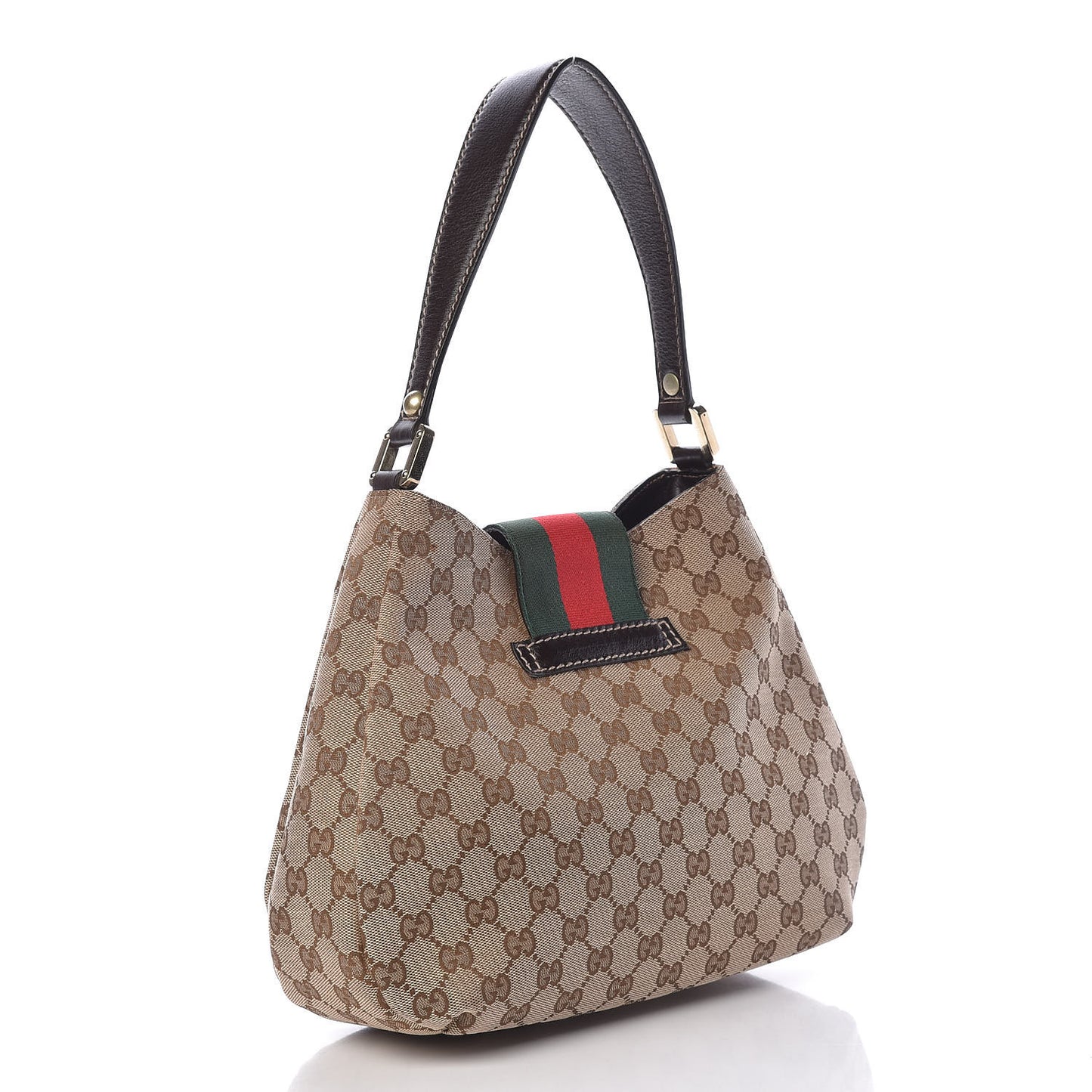 Monogram Medium New Ladies Web Hobo Dark Brown