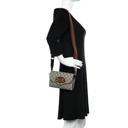 Gucci GG Supreme Monogram Azalea Calfskin Web Mini Horsebit 1955 Chain Shoulder Bag Beige Ebony Brown Sugar 2 of 10