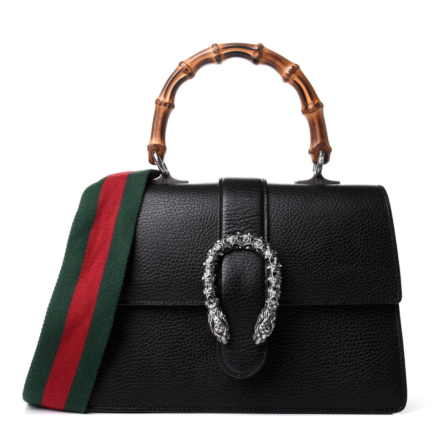 Gucci Dollar Calfskin Crystal Web Medium Dionysus Bamboo Top Handle Bag Black Black Diamond 1 of 6