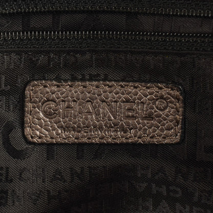 Chanel Metallic Caviar Square Stitched Medium Tote Dark Grey 6 of 7