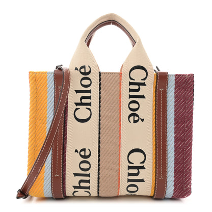 Chloe Cotton Calfskin Small Woody Striped Ribbon Tote Multicolor 1 of 10